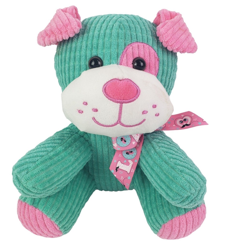 Hug&Luv Dog Puppy Plush Toy Animal‎ Green Pink 9 In